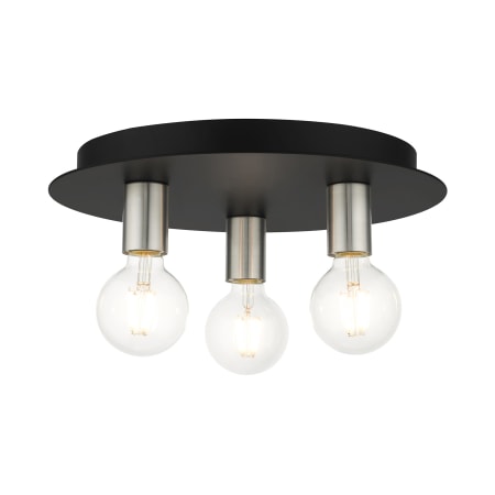 Livex Lighting Hillview 3 Light 14" Wide Semi-Flush Ceiling Fixture Black