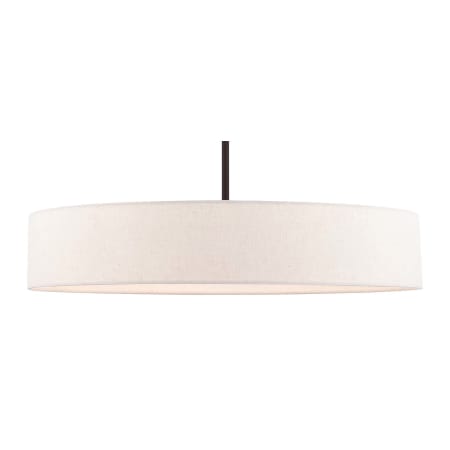 Livex Lighting Venlo 5 Light 26" Wide Drum Chandelier with Cream Shade Bronze with Antique Brass Accents