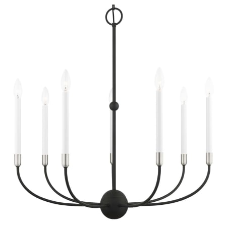 Livex Lighting Clairmont 7 Light 28" Wide Candle Style Chandelier Black with Brushed Nickel Accents