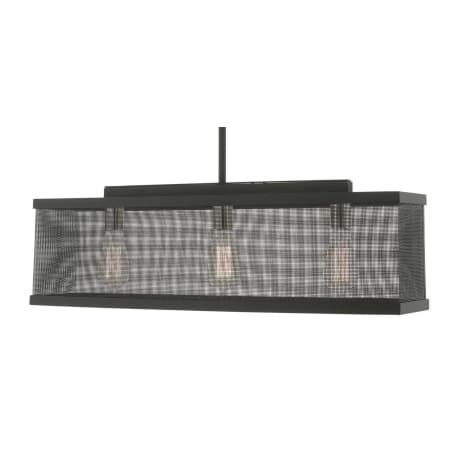 Livex Lighting Industro 3 Light 30" Wide Linear Chandelier Black with Brushed Nickel Accents
