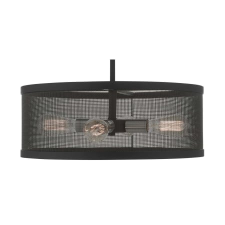Livex Lighting Industro 4 Light 20" Wide Drum Chandelier Black with Brushed Nickel Accents