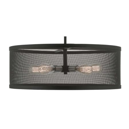 Livex Lighting Industro 5 Light 25" Wide Drum Chandelier Black with Brushed Nickel Accents