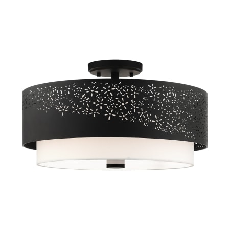Livex Lighting Noria 4 Light 20" Wide Semi-Flush Drum Ceiling Fixture Black