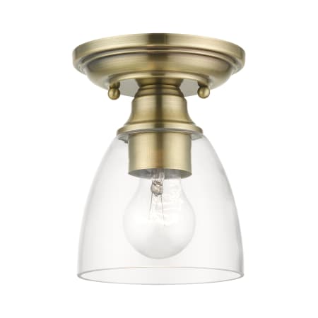 Livex Lighting Montgomery 5" Wide Flush Mount Ceiling Fixture Antique Brass