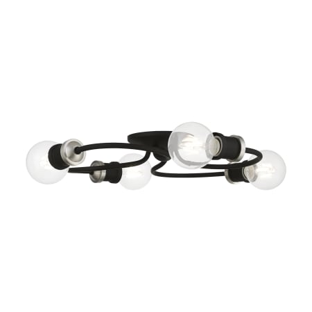 Livex Lighting Bromley 4 Light 16" Wide Flush Mount Ceiling Fixture Black / Brushed Nickel Accents