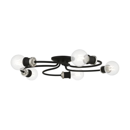 Livex Lighting Bromley 5 Light 20" Wide Flush Mount Ceiling Fixture Black / Brushed Nickel Accents