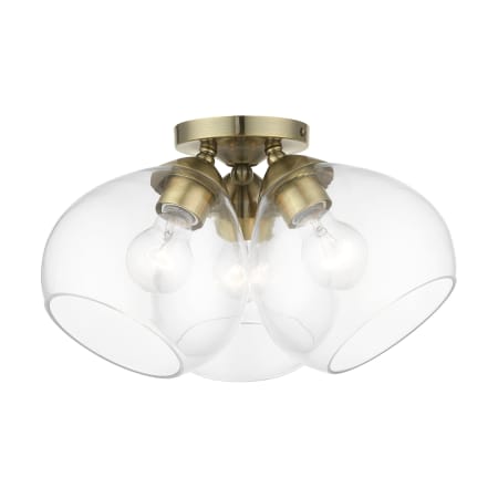 Livex Lighting Catania 3 Light 16" Wide Flush Mount Ceiling Fixture Antique Brass
