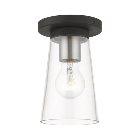 Livex Lighting Cityview 5" Wide Flush Mount Ceiling Fixture Black / Brushed Nickel Accents