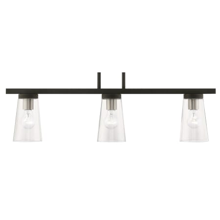 Livex Lighting Cityview 3 Light 5" Wide Commercial Linear Chandelier Black / Brushed Nickel Accents