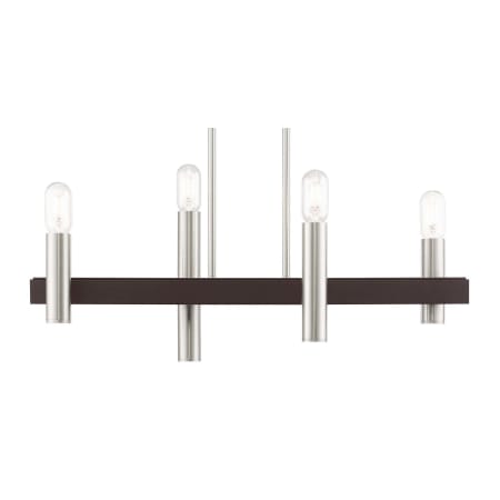 Livex Lighting Helsinki 4 Light 28" Wide Linear Chandelier Brushed Nickel with Bronze Accents