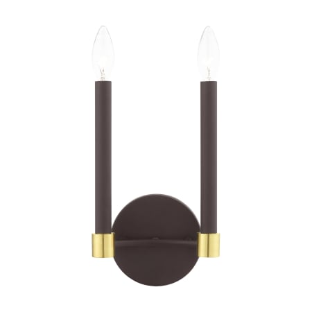 Livex Lighting Karlstad 2 Light 11" Tall Wall Sconce Bronze with Satin Brass Accents