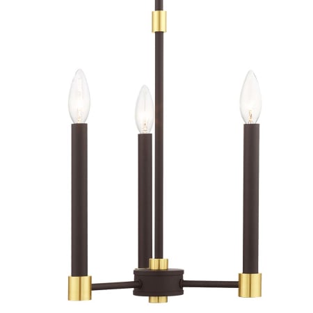 Livex Lighting Karlstad 3 Light 12" Wide Candle Style Chandelier Bronze with Satin Brass Accents