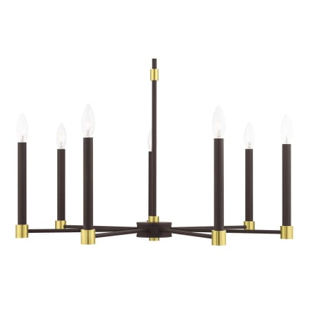 Livex Lighting Karlstad 7 Light 28" Wide Candle Style Chandelier Bronze with Satin Brass Accents