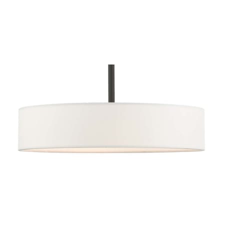 Livex Lighting Venlo 4 Light 14" Wide Drum Chandelier with White Shade Black with Brushed Nickel Accents