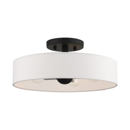 Livex Lighting Venlo 4 Light 14" Wide Flush Mount Drum Ceiling Fixture Black with Brushed Nickel Accents