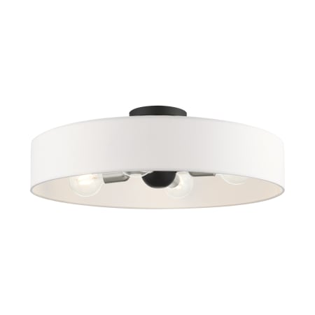 Livex Lighting Venlo 4 Light 22" Wide Flush Mount Drum Ceiling Fixture Black with Brushed Nickel Accents