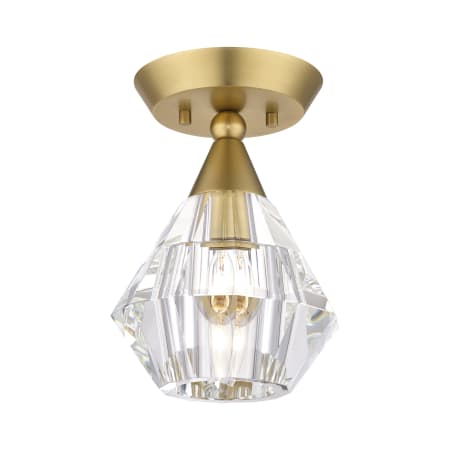 Livex Lighting Brussels 7" Wide Semi-Flush Ceiling Fixture Natural Brass