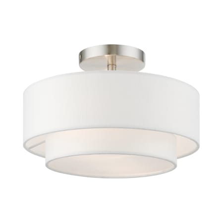 Livex Lighting Meridian 2 Light 12" Wide Flush Mount Drum Ceiling Fixture Brushed Nickel