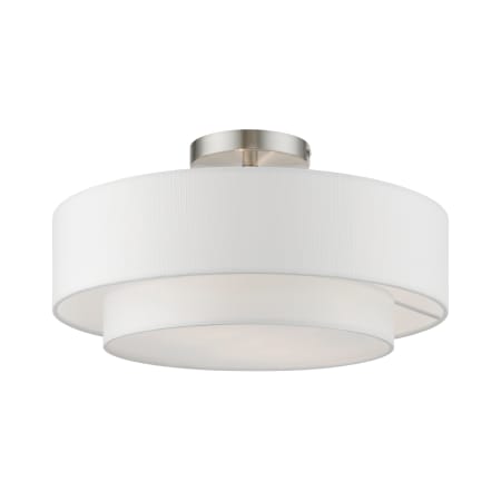 Livex Lighting Meridian 2 Light 15" Wide Flush Mount Drum Ceiling Fixture Brushed Nickel