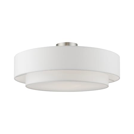 Livex Lighting Meridian 4 Light 22" Wide Flush Mount Drum Ceiling Fixture Brushed Nickel