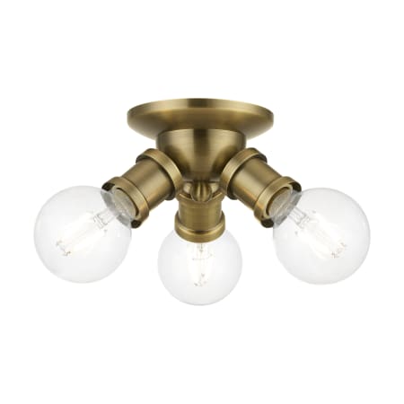 Livex Lighting Lansdale 3 Light 7" Wide Flush Mount Ceiling Fixture Antique Brass