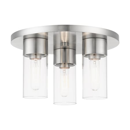 Livex Lighting Carson 3 Light 14" Wide Flush Mount Ceiling Fixture Brushed Nickel
