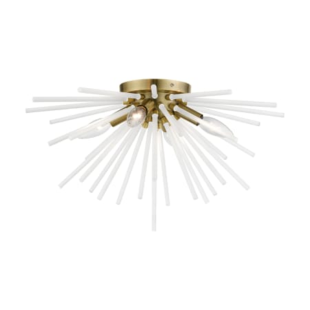 Livex Lighting Uptown 4 Light 20" Wide Flush Mount Ceiling Fixture Antique Brass