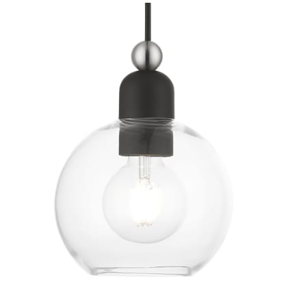Livex Lighting Downtown 7" Wide Mini Pendant Black / Brushed Nickel Accents