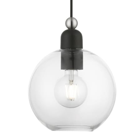 Livex Lighting Downtown 8" Wide Mini Pendant Black / Brushed Nickel Accents