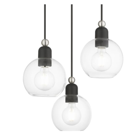 Livex Lighting Downtown 3 Light 16" Wide Multi Light Pendant Black / Brushed Nickel Accents
