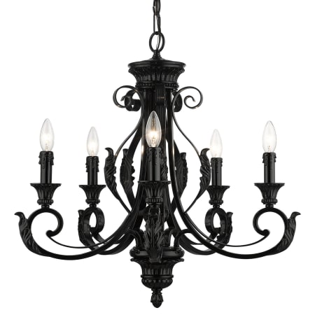 Livex Lighting Valencia 5 Light 25" Wide Taper Candle Style Chandelier Shiny Black