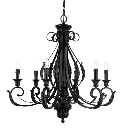 Livex Lighting Valencia 6 Light 35" Wide Taper Candle Style Chandelier Shiny Black