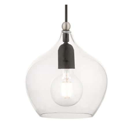 Livex Lighting Aldrich 8" Wide Mini Pendant Black / Brushed Nickel Accent