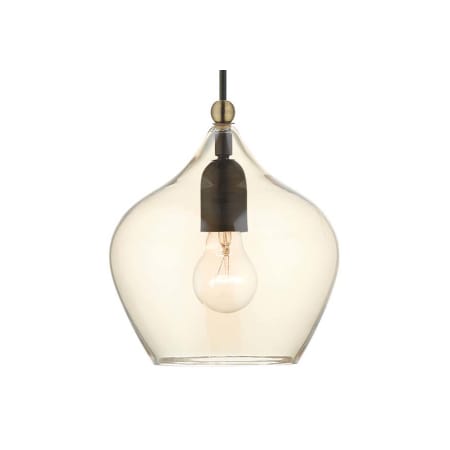 Livex Lighting Single Light 8" Wide Mini Pendant with Colored Glass Teardrop Shade English Bronze with Antique Brass Accents