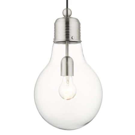 Livex Lighting Single Light 8" Wide Mini Pendant with Clear Glass Teardrop Shade Brushed Nickel