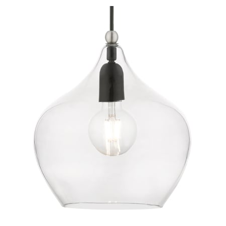 Livex Lighting Aldrich 10" Wide Mini Pendant Black / Brushed Nickel Accent
