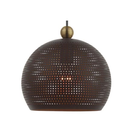 Livex Lighting Dublin Single Light 10" Wide Mini Pendant Bronze with Antique Brass Accents