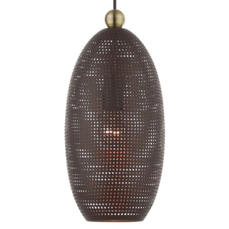 Livex Lighting Dublin Single Light 7" Wide Mini Pendant Bronze with Antique Brass Accents