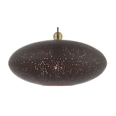 Livex Lighting Dublin Single Light 16" Wide Pendant Bronze with Antique Brass Accents