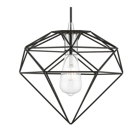 Livex Lighting Knox 11" Wide Pendant Shiny Black / Polished Chrome Accents