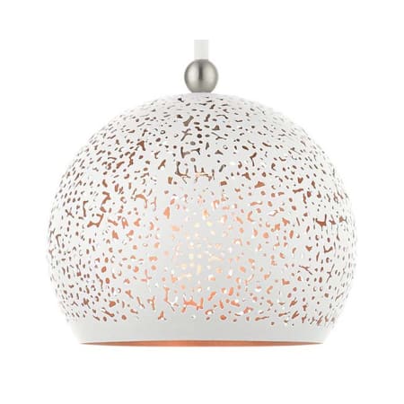 Livex Lighting Charlton Single Light 10" Wide Mini Pendant White with Brushed Nickel Accents