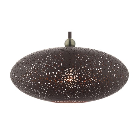 Livex Lighting Charlton Single Light 16" Wide Pendant Black with Antique Brass Accents