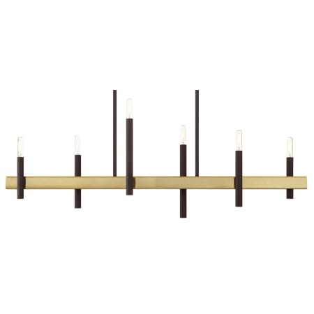 Livex Lighting Denmark 6 Light 40" Wide Abstract Linear Chandelier Bronze with Antique Brass Accents