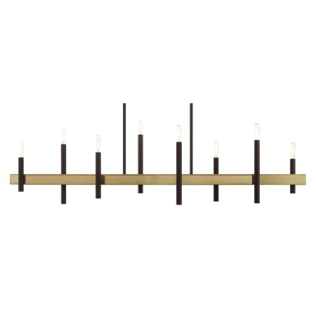 Livex Lighting Denmark 8 Light 48" Wide Abstract Linear Chandelier Bronze with Antique Brass Accents