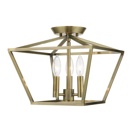 Livex Lighting Devonshire 3 Light 13" Wide Flush Mount Ceiling Fixture Antique Brass