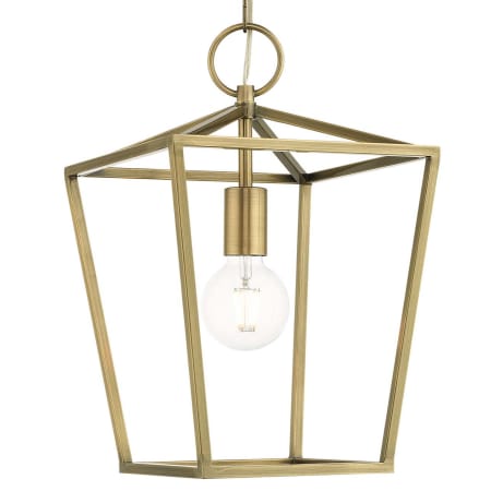 Livex Lighting Devonshire Single Light 10" Wide Chandelier / Semi-Flush Ceiling Fixture Antique Brass
