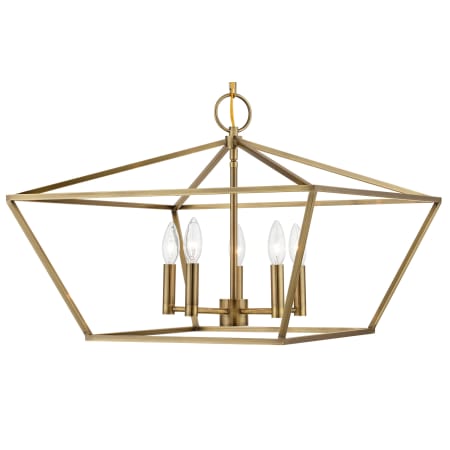 Livex Lighting Devonshire 5 Light 22" Wide Commercial Lantern Chandelier Antique Brass