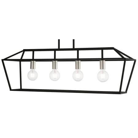 Livex Lighting Devonshire 4 Light 10" Wide Commercial Linear Chandelier Black / Brushed Nickel Accents