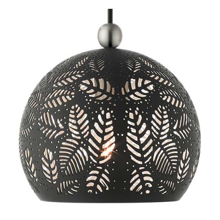 Livex Lighting Chantily Single Light 8" Wide Mini Pendant Black with Brushed Nickel Accents