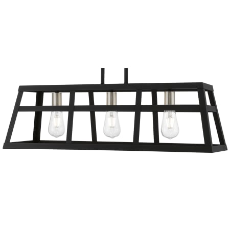 Livex Lighting Schofield 3 Light 10" Wide Commercial Linear Chandelier Black / Brushed Nickel Accents